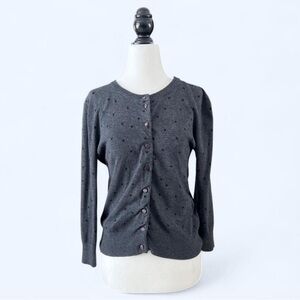 Cable & Gauge Womens Grey Polka Dot Whimsy Twee Button Up Cardigan Medium